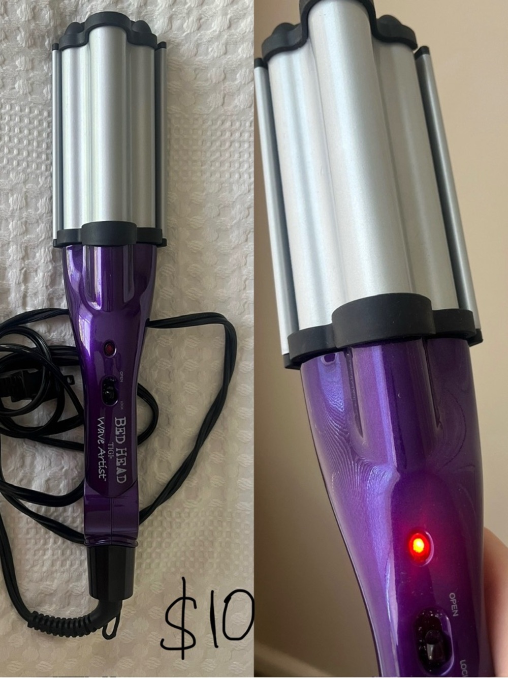 BedHead Purple and Silver Triple Barrel Waver